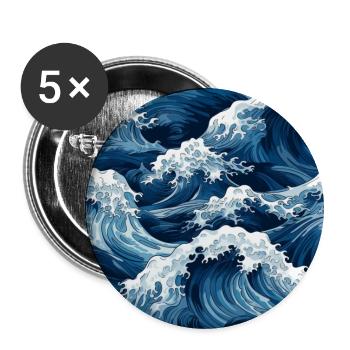 beautiful detailed hand painted ocean waves - Buttons small 1''/25 mm (5-pack) - white - Front