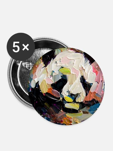 Abstraktes farbiges Ölgemälde eines Pandas - Buttons klein 25 mm (5er Pack) - Weiß