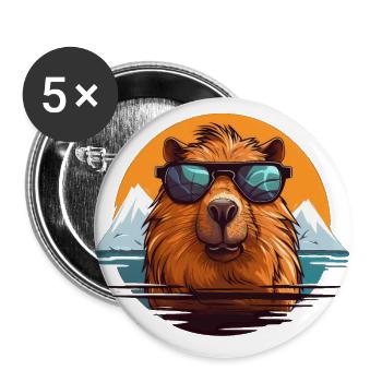 Capybara - Buttons klein 25 mm (5er Pack) - Weiß - Vorne