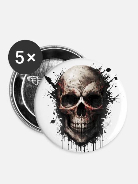 Skelett - Buttons klein 25 mm (5er Pack) - Weiß