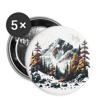 Beaux paysages de montagne - Lot de 5 petits badges (25 mm) - blanc - Devant