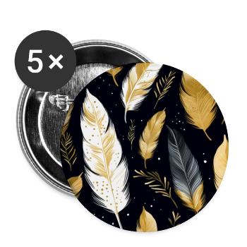 Boho Feathers - Buttons small 1''/25 mm (5-pack) - white - Front