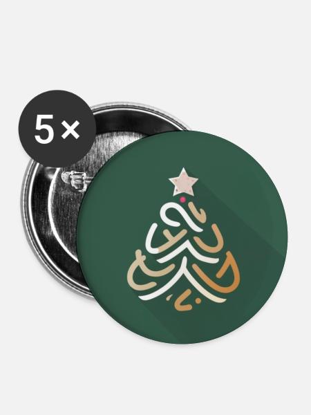 Weihnachtsbaum - Buttons klein 25 mm (5er Pack) - Weiß