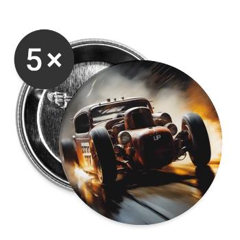 Rusty Hot Rod racing #3 - Buttons small 1''/25 mm (5-pack) - white - Front