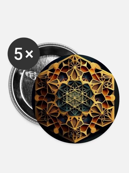 Geometrisches Muster - Buttons klein 25 mm (5er Pack) - Weiß