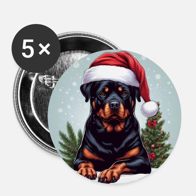 Rottweiler juleaften ånd - Buttons/Badges lille, 25 mm (5-pack) - hvid