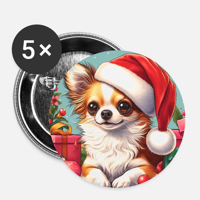 Chihuahua Heiligabend Geist - Buttons klein 25 mm (5er Pack) - Weiß