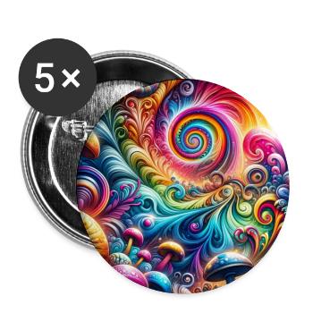 Psychedelic Art - Buttons klein 25 mm (5er Pack) - Weiß - Vorne