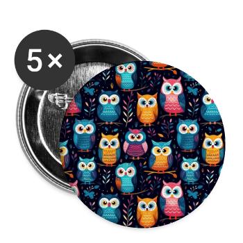 Niedliches Baby-Eulen-Muster - Buttons klein 25 mm (5er Pack) - Weiß - Vorne