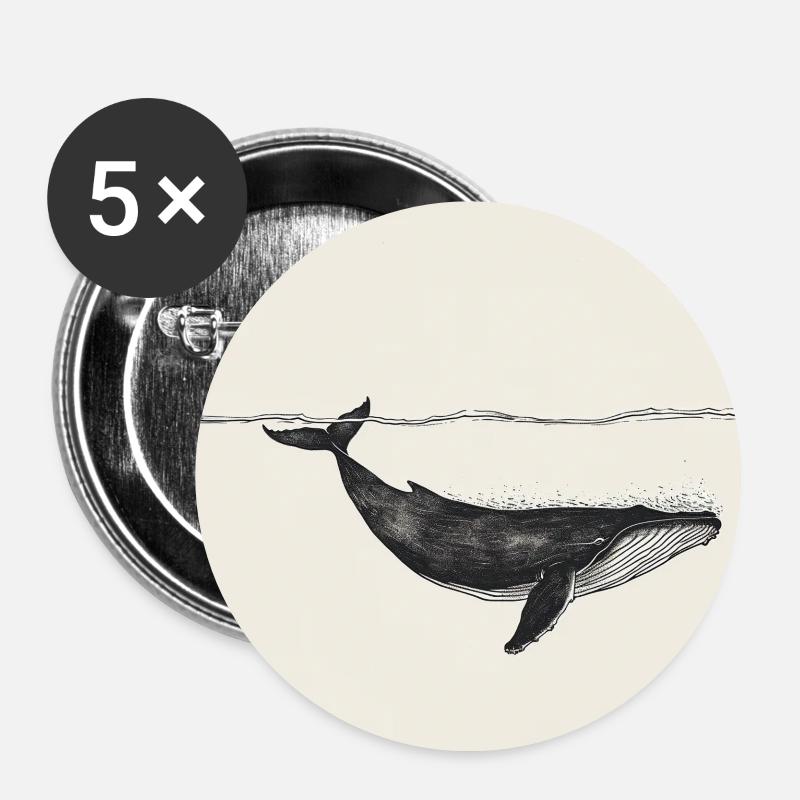 Wal Meer Meeresschutz - Buttons klein 25 mm (5er Pack) - Weiß