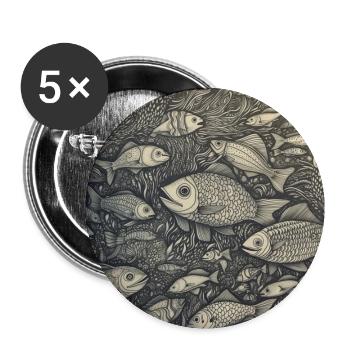 Laughing Fish - Buttons small 1''/25 mm (5-pack) - white - Front