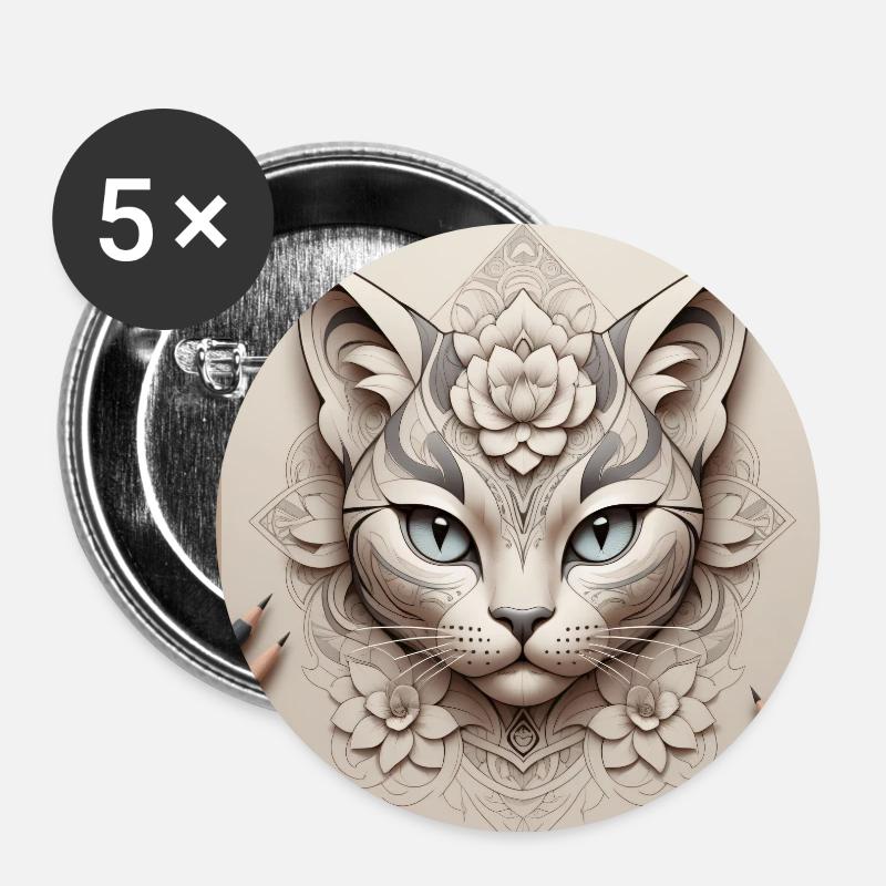 Purrrfect Profil - Buttons klein 25 mm (5er Pack) - Weiß