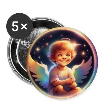 Little Rainbow Angel - Buttons small 1''/25 mm (5-pack) - white - Front
