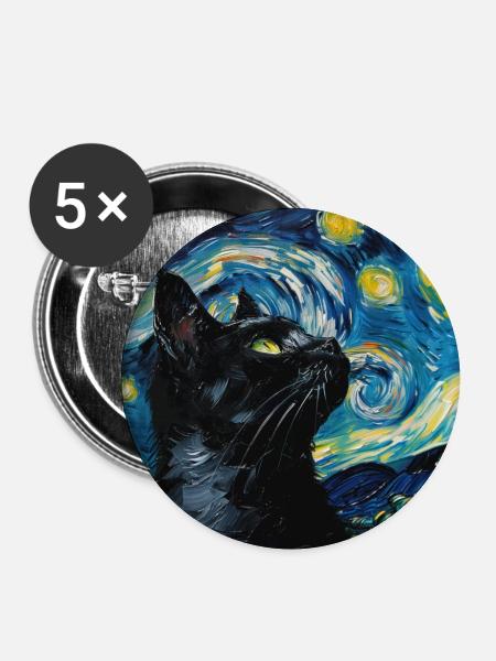 Katze, katzenmotiv - Buttons klein 25 mm (5er Pack) - Weiß