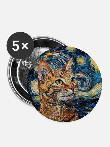 Katze, katzenmotiv - Buttons klein 25 mm (5er Pack) - Weiß