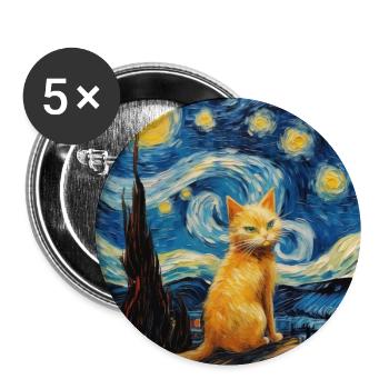 Cat, Cat Motif - Buttons small 1''/25 mm (5-pack) - white - Front