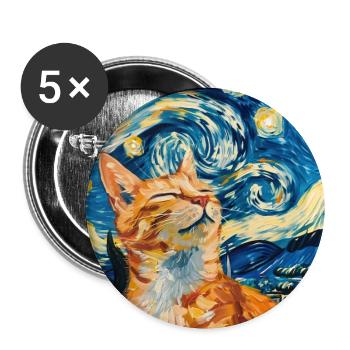 Katze, katzenmotiv - Buttons klein 25 mm (5er Pack) - Weiß - Vorne