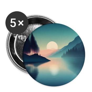 Lac paisible - Lot de 5 petits badges (25 mm) - blanc - Devant