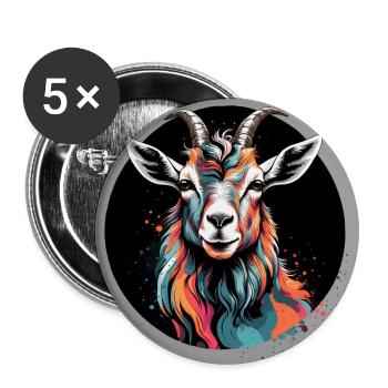 Colorful goat portrait billy goat - Buttons small 1''/25 mm (5-pack) - white - Front