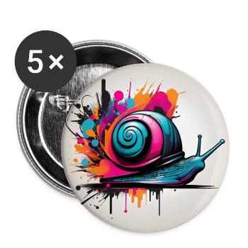 Escargot dans un cercle coloré toujours avec le calme - Lot de 5 petits badges (25 mm) - blanc - Devant