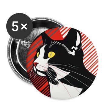 Katze, katzenmotiv - Buttons klein 25 mm (5er Pack) - Weiß - Vorne