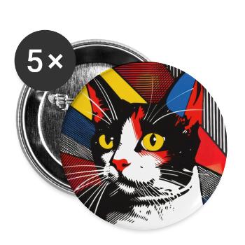 Cat, Cat Motif - Buttons small 1''/25 mm (5-pack) - white - Front