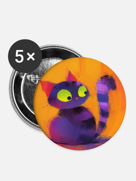 Katze, katzenmotiv - Buttons klein 25 mm (5er Pack) - Weiß