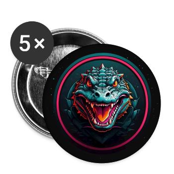 farbenfrohes Krokodil Portrait - Buttons klein 25 mm (5er Pack) - Weiß - Vorne