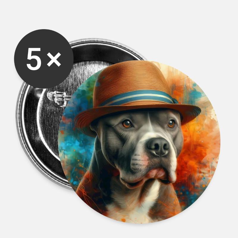 Pitbull Splash Art - Buttons small 1''/25 mm (5-pack) - white