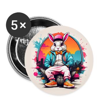 Cooler Hase Streetwear Hoodie Basecap Farbkleckse - Buttons klein 25 mm (5er Pack) - Weiß - Vorne