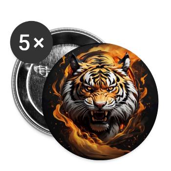 Portrait fauchender Tiger - Buttons klein 25 mm (5er Pack) - Weiß - Vorne