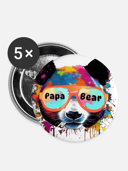 Panda,pandabär,bär, Graffiti,bun - Buttons klein 25 mm (5er Pack) - Weiß