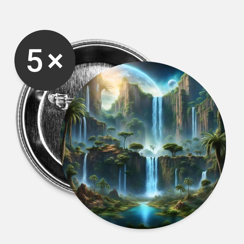 Future Paradise - Buttons klein 25 mm (5er Pack) - Weiß