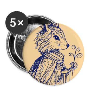 An Enigmatic Rabbit Offering a Flower - Buttons small 1''/25 mm (5-pack) - white - Front