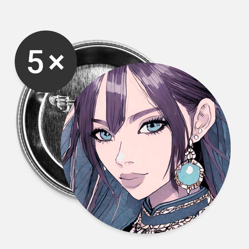 Enigmatic Wanderer: Aqua - Buttons small 1''/25 mm (5-pack) - white