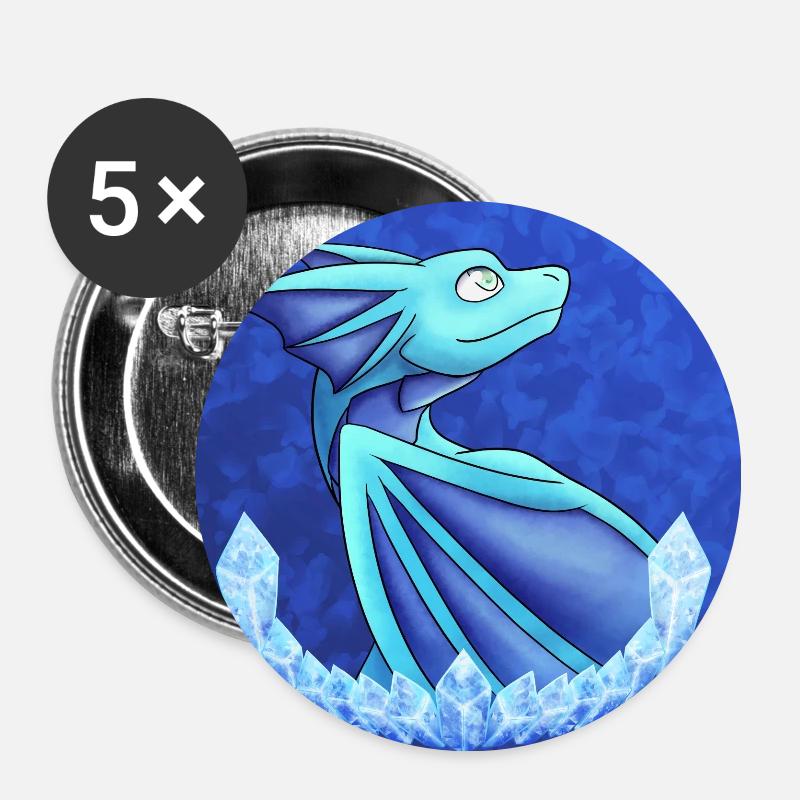 Frost-Drache - Buttons klein 25 mm (5er Pack) - Weiß