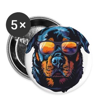 Rottweiler Hund - Buttons klein 25 mm (5er Pack) - Weiß - Vorne