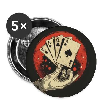 Poker Playing Cards Gambling Casino Art - Buttons small 1''/25 mm (5-pack) - white - Front