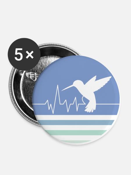 Pastellblauer Kolibri - Buttons klein 25 mm (5er Pack) - Weiß
