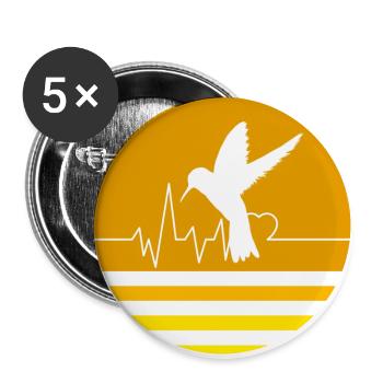 Colibri orange pastel - Lot de 5 petits badges (25 mm) - blanc - Devant