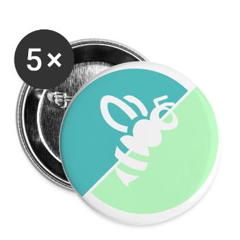 Pastel Green Contrast Bee - Buttons small 1''/25 mm (5-pack) - white - Front