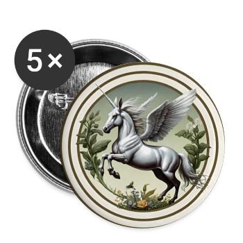 Flying horse - Buttons small 1''/25 mm (5-pack) - white - Front