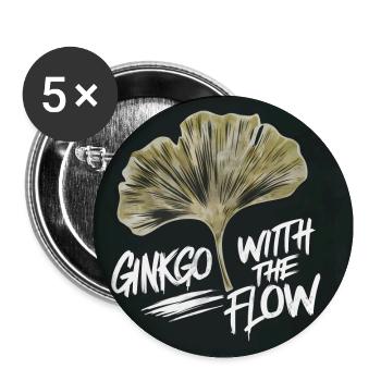 Ginkgo Biloba Leaf Saying Ginko Plant Botanical - Buttons small 1''/25 mm (5-pack) - white - Front