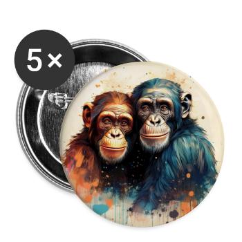 Verliebte Chimpansen - Buttons klein 25 mm (5er Pack) - Weiß - Vorne