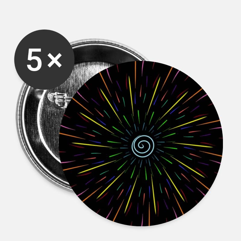 Regenbogen Abstrakter Stern - Buttons klein 25 mm (5er Pack) - Weiß