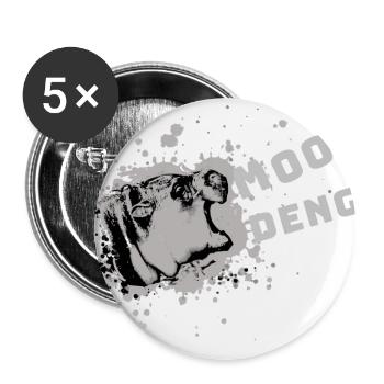 Moo Deng, hippo, illustration, hippo - Buttons small 1''/25 mm (5-pack) - white - Front