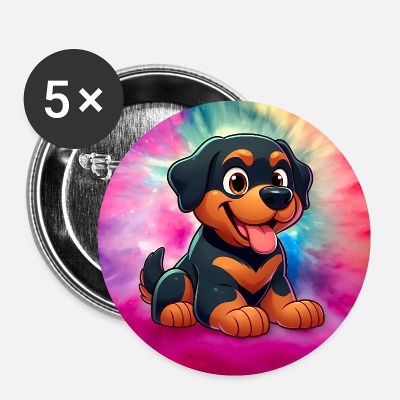 Rottweiller 4 - Buttons klein 25 mm (5er Pack) - Weiß