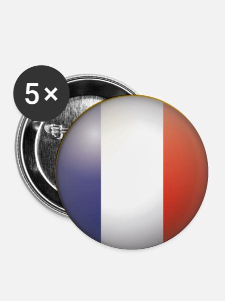 Frankreich Emblem - Buttons klein 25 mm (5er Pack) - Weiß