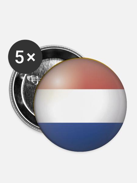 Niederlande Emblem - Buttons klein 25 mm (5er Pack) - Weiß