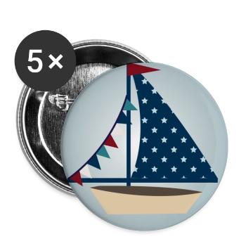 Schiff, Segelboot - Buttons klein 25 mm (5er Pack) - Weiß - Vorne